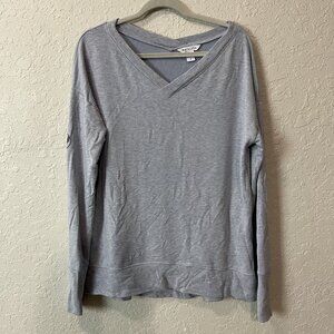 Athleta‎ Womens Coaster Luxe V-Neck Sweatshirt Size M Gray Modal/Polyester Blend